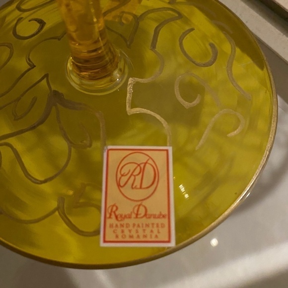 Royal Danube Hand Painted Amber Crystal Balloon Shaped Glass. Made in Romania - Picture 8 of 9